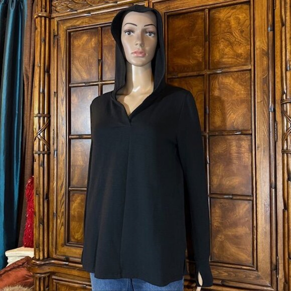 NWOT Cuddl Duds Comfortwear Black Fleece Lined Thumbhole Hoodie - Picture 3 of 14